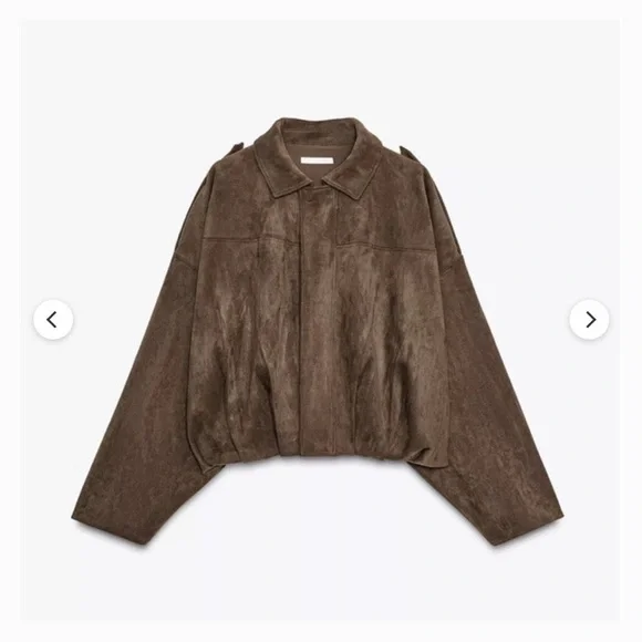 Zara NWT suede effect bomber jacket brown 4344/655 - Picture 2 of 8